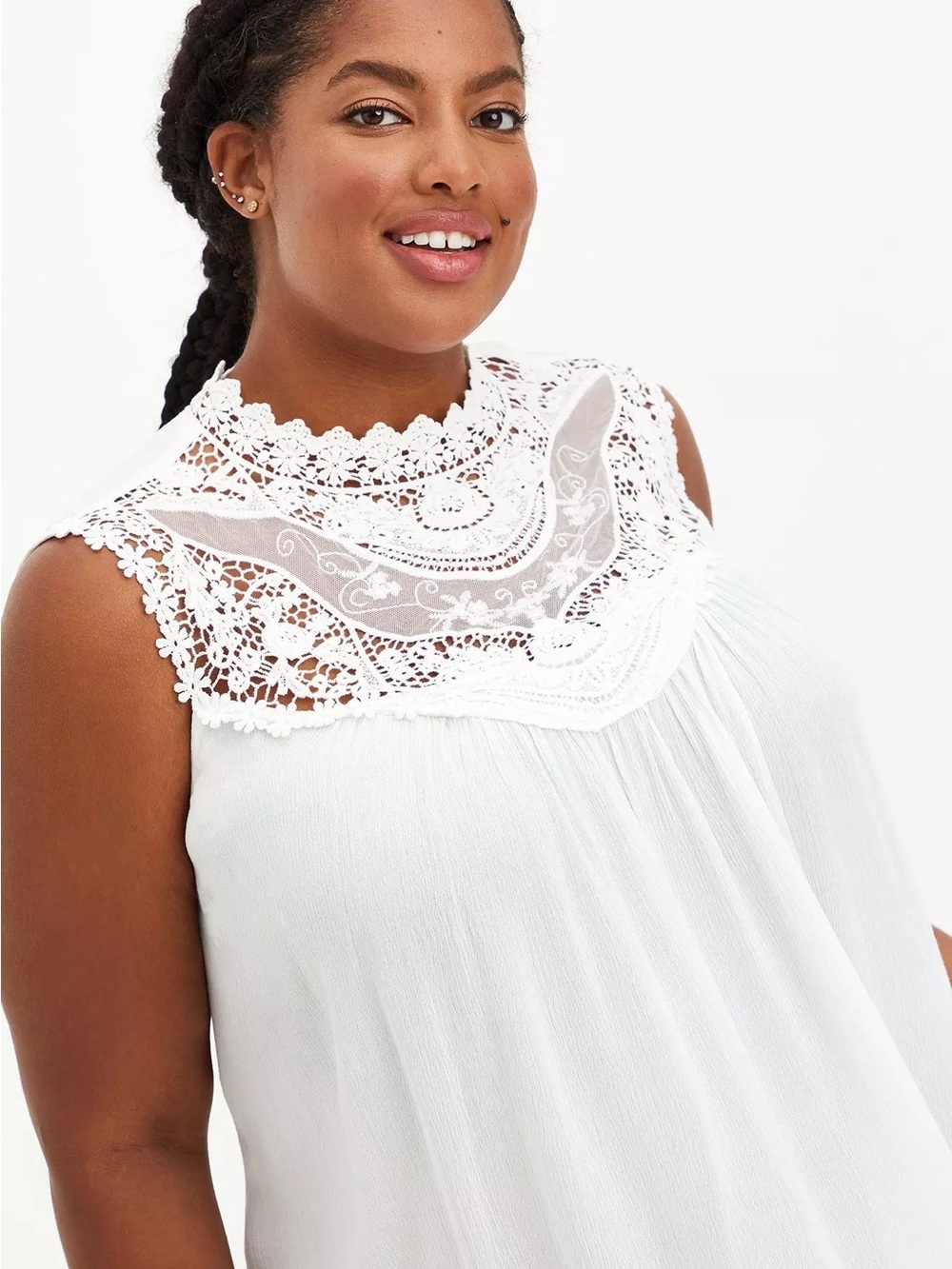 NWT Torrid Crocheted Blouse Top Size 2X Bohemian Flowy Boho Crinkle Gauze Y10